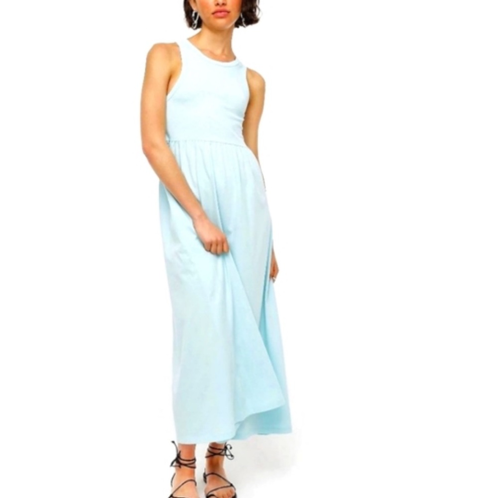 J. Crew Aqua Knit Cutaway Tank Maxi Dress, Size Medium